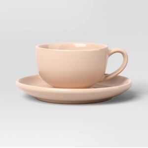 Threshold 2pc 4.3 fI oz New Modern Coupe Espresso Mug with Saucer Pink